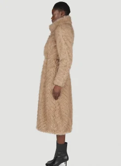 Round Shoulder Quilted Faux-Fux Coat
