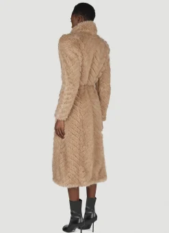 Round Shoulder Quilted Faux-Fux Coat