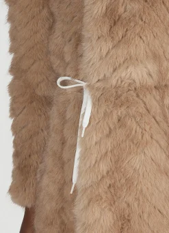 Round Shoulder Quilted Faux-Fux Coat