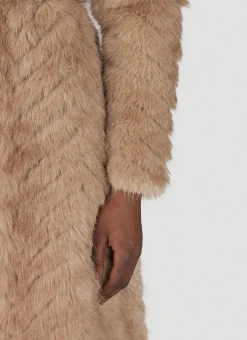 Round Shoulder Quilted Faux-Fux Coat
