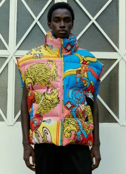 Royal Print Puffer Gilet