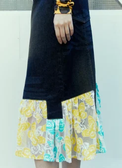 Ruffled Stair Denim Skirt