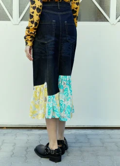 Ruffled Stair Denim Skirt