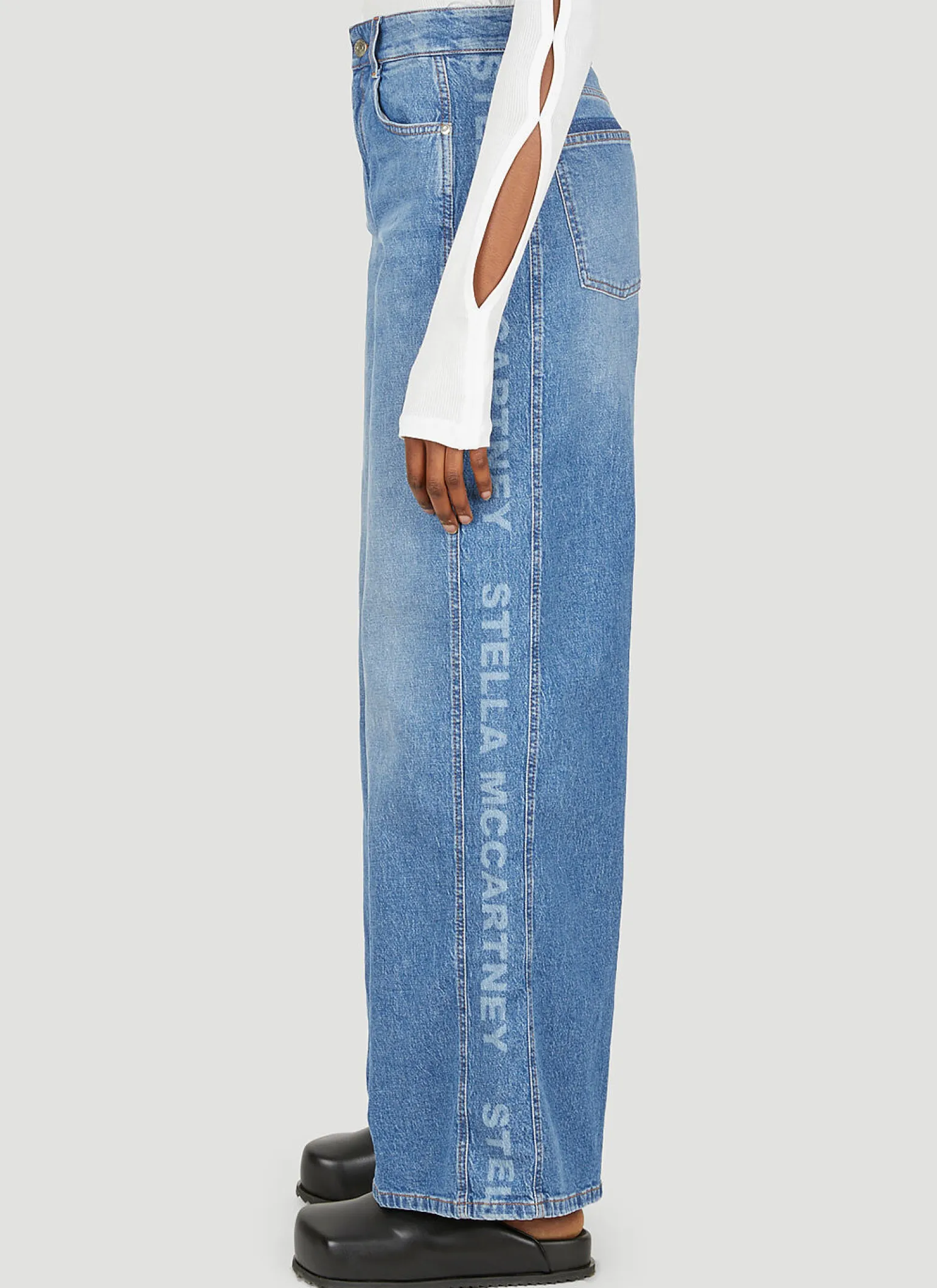 Salt And Pepper Lasered Logo Jeans