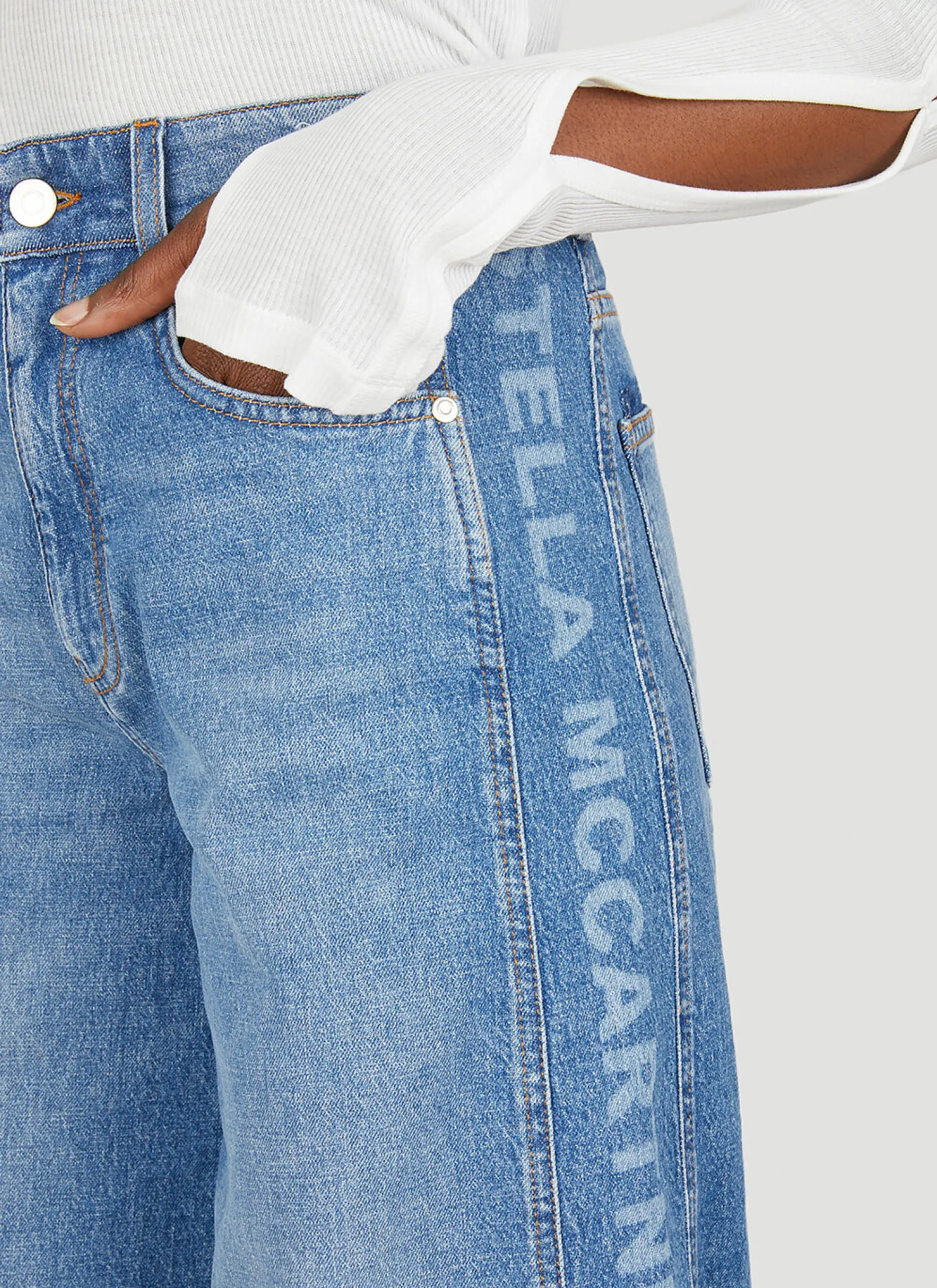 Salt And Pepper Lasered Logo Jeans
