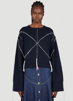 Sashiko Stitch Embroidered Sweater