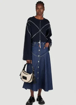 Sashiko Stitch Embroidered Sweater