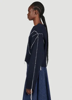 Sashiko Stitch Embroidered Sweater
