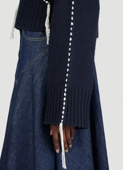 Sashiko Stitch Embroidered Sweater