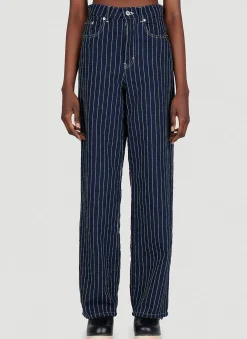 Sashiko Stitch Wide Leg Jeans