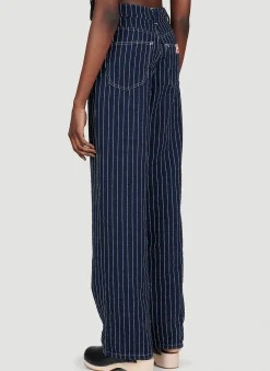 Sashiko Stitch Wide Leg Jeans