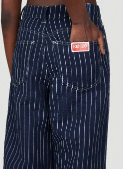 Sashiko Stitch Wide Leg Jeans