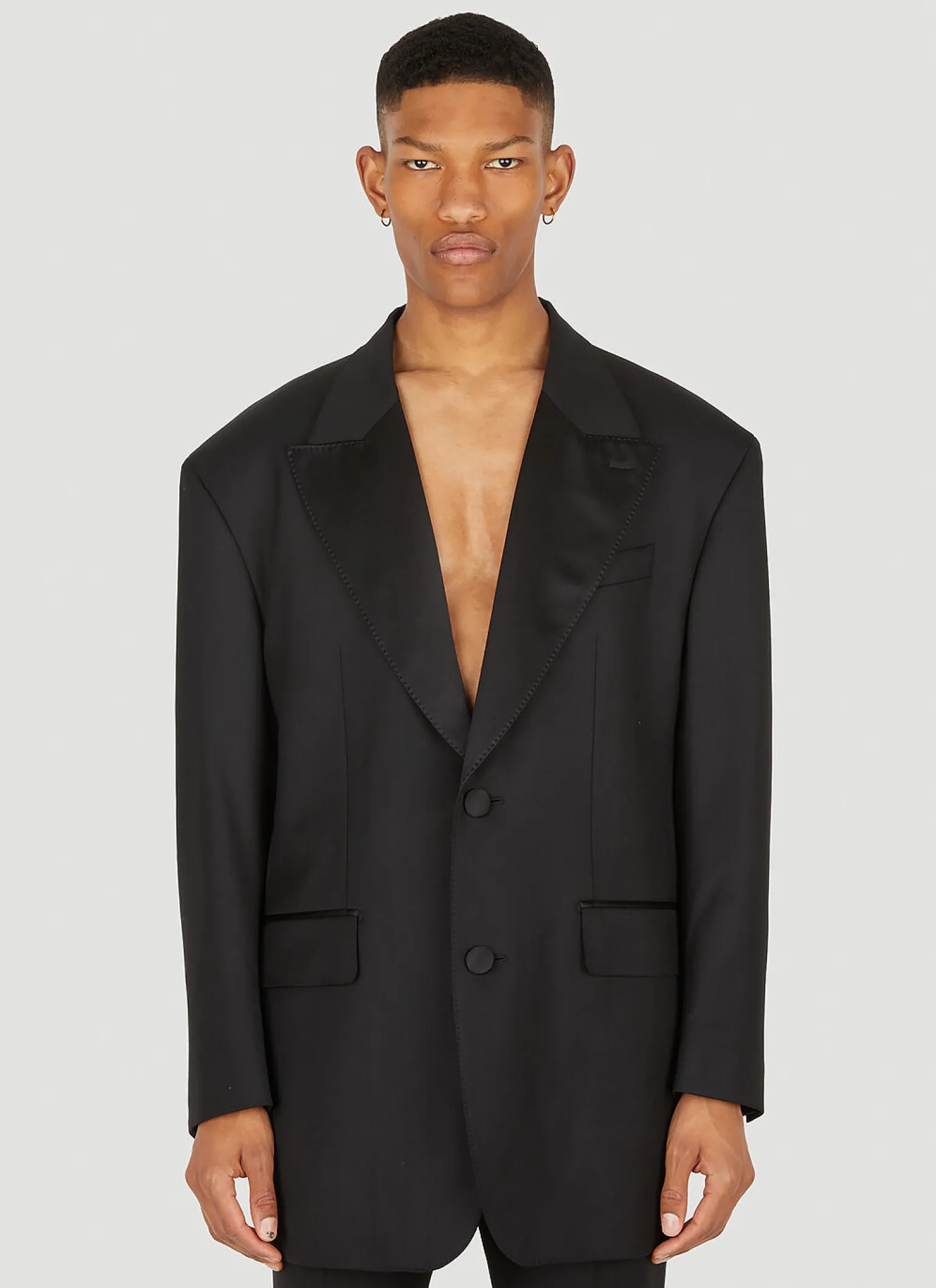 Satin Trimmed Tuxedo Blazer