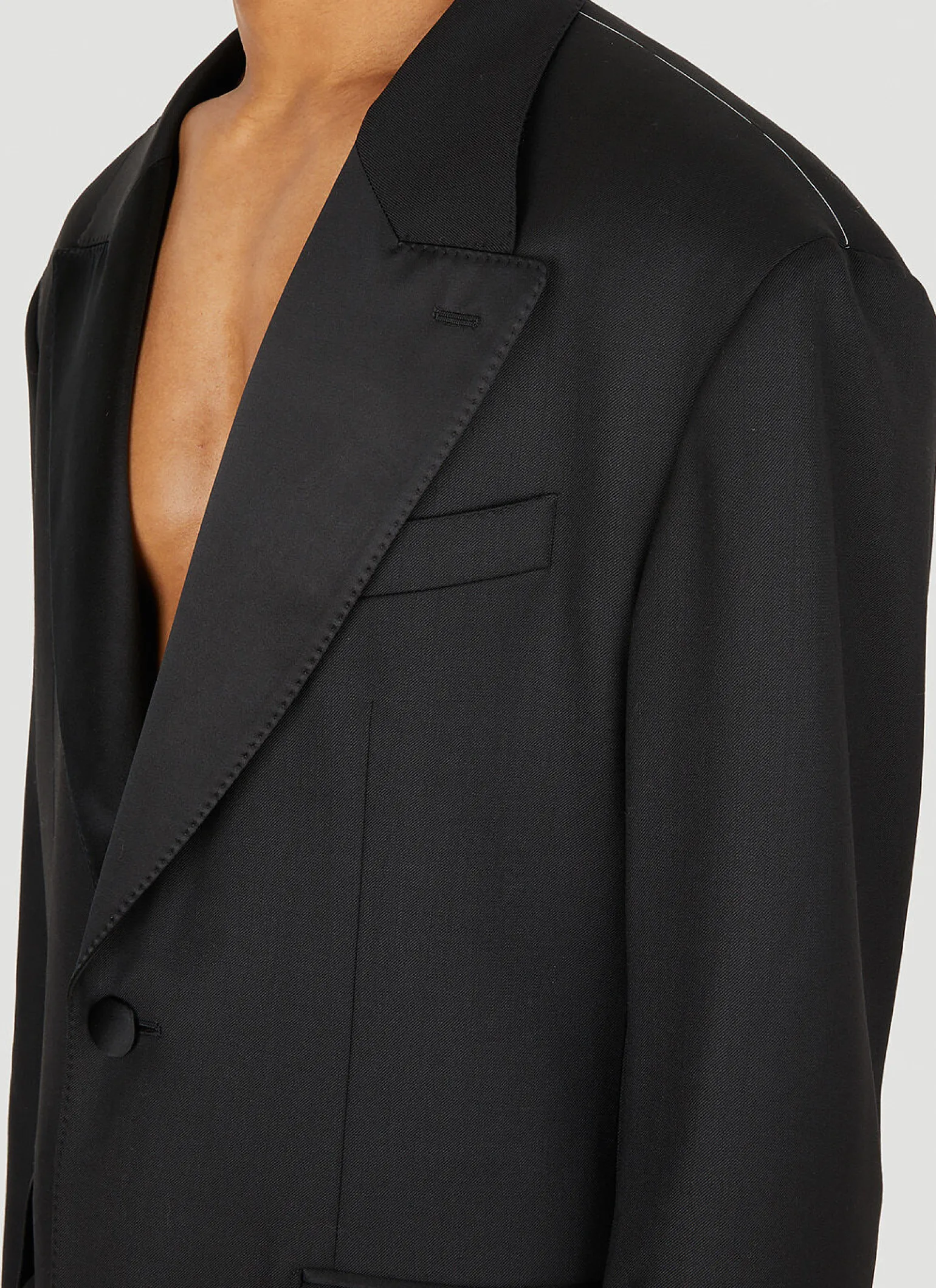 Satin Trimmed Tuxedo Blazer
