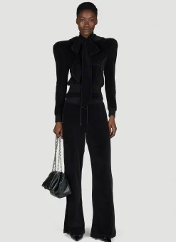 Scarf Turtleneck Terry-Cloth Blouse