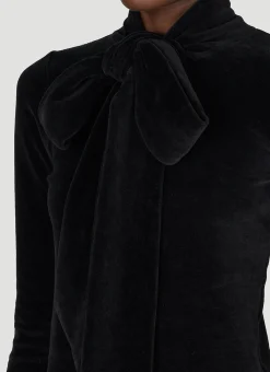 Scarf Turtleneck Terry-Cloth Blouse