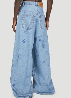 Scribbled Baggy Jeans