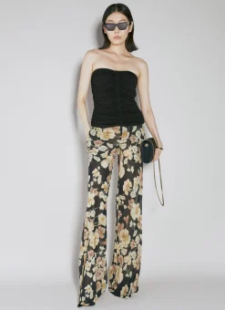 Semi-Sheer Floral Print Pants