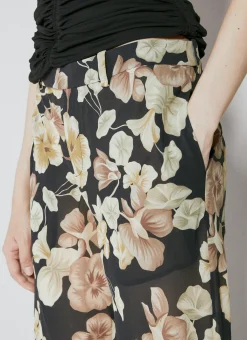 Semi-Sheer Floral Print Pants