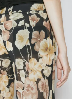 Semi-Sheer Floral Print Pants