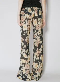 Semi-Sheer Floral Print Pants