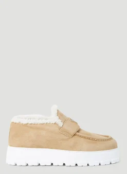 Shearling Lined Suede Platform Loafers