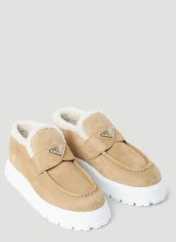 Shearling Lined Suede Platform Loafers