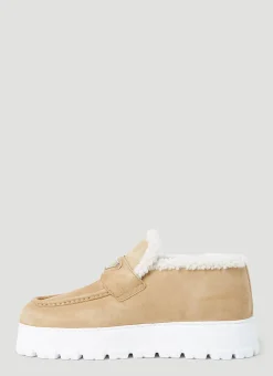 Shearling Lined Suede Platform Loafers