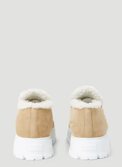 Shearling Lined Suede Platform Loafers