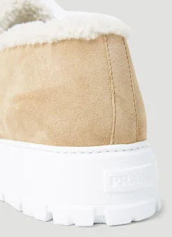 Shearling Lined Suede Platform Loafers