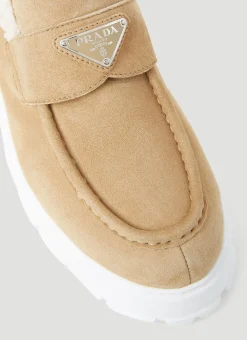 Shearling Lined Suede Platform Loafers