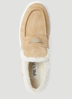 Shearling Lined Suede Platform Loafers