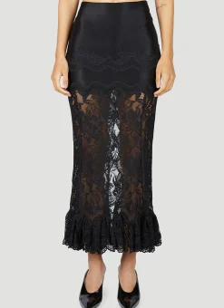 Sheer Lace Midi Skirt