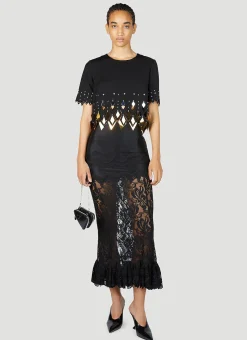 Sheer Lace Midi Skirt