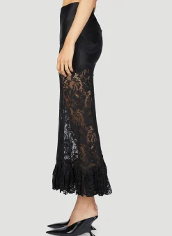 Sheer Lace Midi Skirt