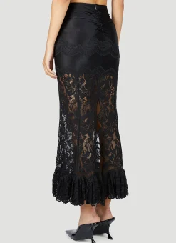 Sheer Lace Midi Skirt