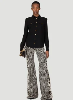 Shoulder Pad Silk Shirt