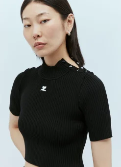 Shoulder Snaps Rib Knit Top