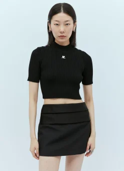 Shoulder Snaps Rib Knit Top