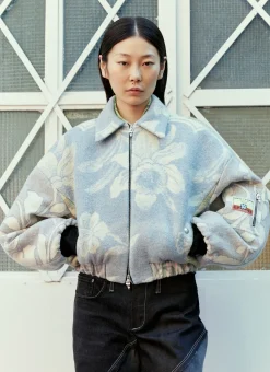 Simone Flower Cropped Bomber Jacket