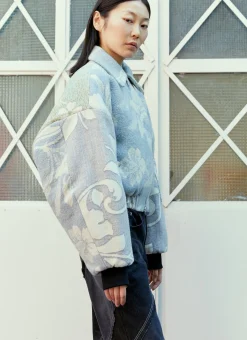 Simone Flower Cropped Bomber Jacket