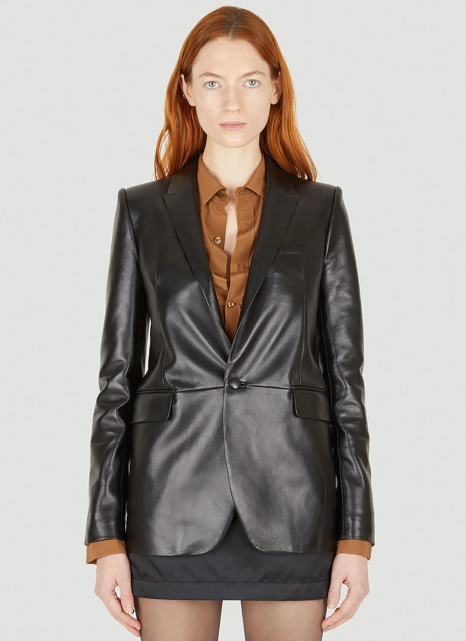 Single Breasted Leather Blazer