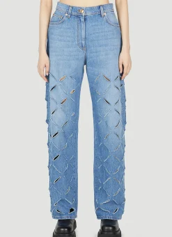 Slashed Wide-Leg Jeans