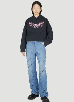 Slashed Wide-Leg Jeans