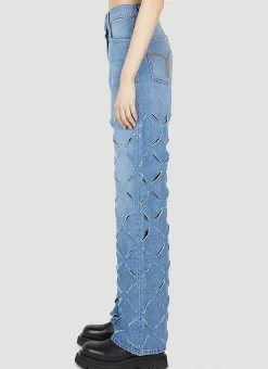 Slashed Wide-Leg Jeans