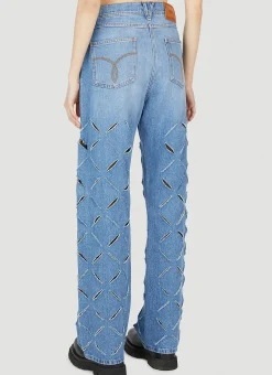 Slashed Wide-Leg Jeans