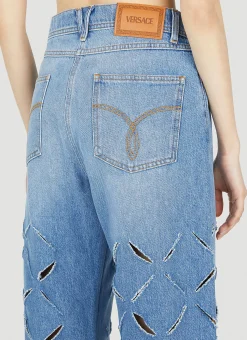 Slashed Wide-Leg Jeans