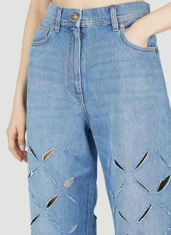 Slashed Wide-Leg Jeans