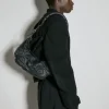 Spike Handle Small Half Moon Shoulder Bag
