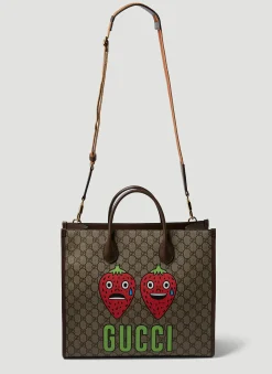 Strawberry Print Gg Tote Bag